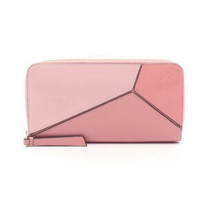 Loewe Puzzle Zip Around Wallet round long leather pink
